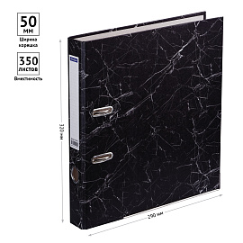 Папка-регистратор OfficeSpace, 50мм, мрамор, черная, нижний метал. кант фото Папка-регистратор OfficeSpace, 50мм, мрамор, черная, нижний метал. кант