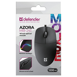 Мышь Defender Azora MB-241, USB, черный, 2btn+Roll фото Мышь Defender Azora MB-241, USB, черный, 2btn+Roll