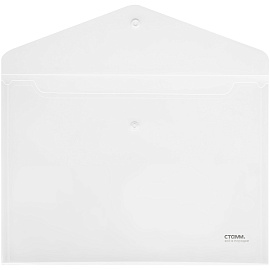 Папка-конверт на кнопке СТАММ А4, 180мкм, пластик, прозрачная