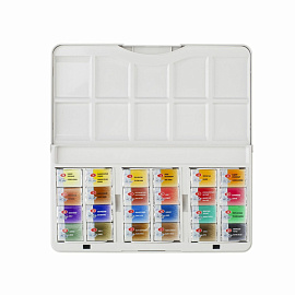 Краски акварельные Санкт-Петербург набор 24 цвета по 2.5 мл в кюветах с палитрой