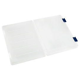 Папка для документов СТАММ А4, 230*305*23мм, пластик., прозрачная, синие защелки