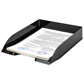 Лоток горизонтальный для бумаг "Дельта", А4 (315х250х60 мм), черный, ЛТГ-30460