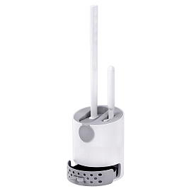 Ершик для унитаза силиконовый (плоский) + щеточка, напольный / настенное крепление, LAIMA, 700561