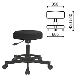 Стул кресло оператора РС12, без спинки, без подлокотников, кожзам, черное, РС01.00.12 б/сп