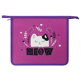 Папка для тетрадей 1 отделение, ArtSpace "MEOW", А5, пластик, на молнии