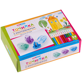 Точилка пластиковая ArtSpace 1 отверстие, контейнер, ассорти фото Точилка пластиковая ArtSpace 1 отверстие, контейнер, ассорти