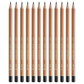 Набор карандашей чернографитных художественных Koh-i-Noor заточенные шестигранные, корпус бежевый (12 штук)