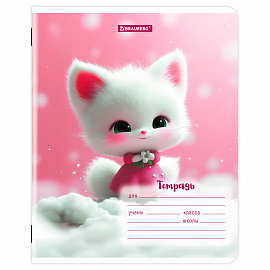 Тетрадь 12 л. BRAUBERG, линия, обложка картон, МИЛЫЕ ЗВЕРУШКИ, 107287