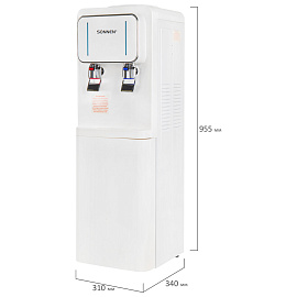 Кулер для воды SONNEN FSE-02Wc, напольный, НАГРЕВ/ОХЛАЖДЕНИЕ ЭЛЕКТРОННОЕ, шкаф, 2 крана, белый, 456167