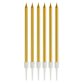Свечи для торта с держателями MESHU "Straight gold", 10см, 6шт фото Свечи для торта с держателями MESHU "Straight gold", 10см, 6шт