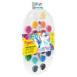 Акварель JOVI, 22 цвета, большие кюветы, с кистью, пластик фото Акварель JOVI, 22 цвета, большие кюветы, с кистью, пластик