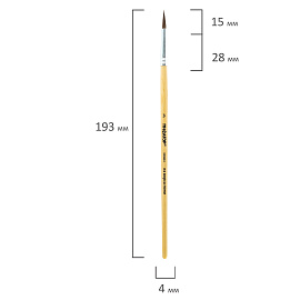 Кисть ПИФАГОР, ПОНИ, круглая, № 3, деревянная лакированная ручка, с колпачком, 200832 фото Кисть ПИФАГОР, ПОНИ, круглая, № 3, деревянная лакированная ручка, с колпачком, 200832