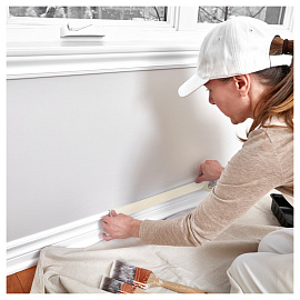 Клейкая лента малярная Aviora, 50мм*50м, креппированная, инд. упаковка фото Клейкая лента малярная Aviora, 50мм*50м, креппированная, инд. упаковка