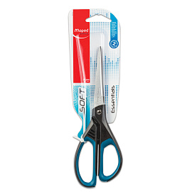 Ножницы 210 мм Maped Essentials soft с пластиковыми прорезиненными симметричными ручками черного/синего цвета 468310