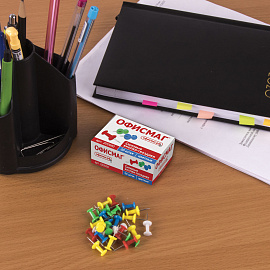 Силовые кнопки-гвоздики ОФИСМАГ, цветные, 50 шт., в картонной коробке., 222092 фото Силовые кнопки-гвоздики ОФИСМАГ, цветные, 50 шт., в картонной коробке., 222092