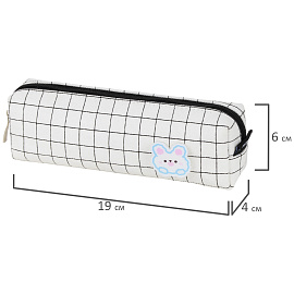 Пенал BRAUBERG, 1 отделение, полиэстер, "Sweet bunny", белый, 19х4х6 см, 272304