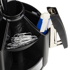 Набор канцелярских принадлежностей СТАММ "MiniDesk", 13 предметов, вращающийся, черный фото Набор канцелярских принадлежностей СТАММ "MiniDesk", 13 предметов, вращающийся, черный