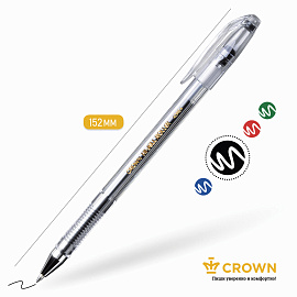 Ручка гелевая неавтоматическая Crown Hi-Jell черная (толщина линии 0.35 мм)