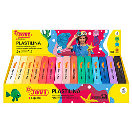 Пластилин растительный JOVI, 15 цветов ассорти, 150г, дисплей, картон