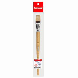 Кисть ПИФАГОР, ЩЕТИНА, плоская, № 22, деревянная лакированная ручка, пакет с подвесом, 200880