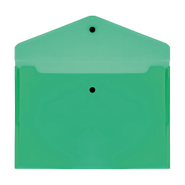 Папка-конверт на кнопке СТАММ А4, 150мкм, пластик, прозрачная, зеленая
