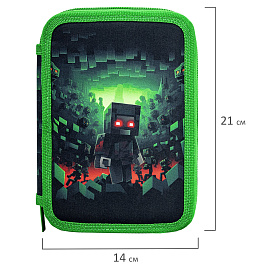 Пенал BRAUBERG, 3 отделения, полиэстер, 21х14 см, "Night warrior", 272333