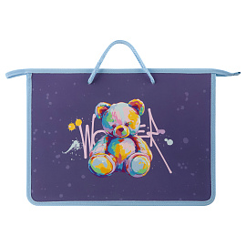 Папка с ручками А4 ArtSpace "Bear", пластик, на молнии, 45мм