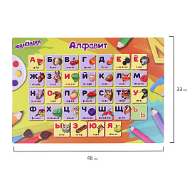 Настольное покрытие ЮНЛАНДИЯ, А3+, пластик, 46x33 см, "Алфавит", 272369