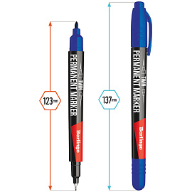 Маркер перманентный двухсторонний Berlingo "Multiline PE55" синий, пулевидный, 0,5/1мм