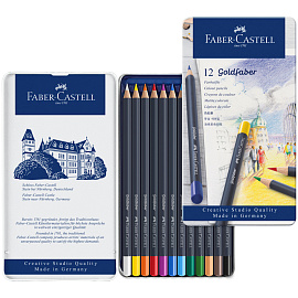 Карандаши цветные Faber-Castell Goldfaber 12 цветов в металлической упаковке