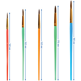 Набор кистей Мульти-Пульти 5шт., пони № 2, 3, 5 круглые, белка № 6, 8, круглые, блистер, европодвес