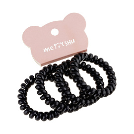 Резинки для волос MESHU, пружинки, черные, 4шт., диаметр 4,5см, европодвес