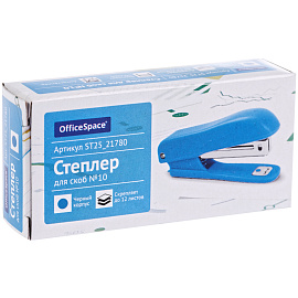 Степлер №10 OfficeSpace до 12л., пластиковый корпус, синий фото Степлер №10 OfficeSpace до 12л., пластиковый корпус, синий