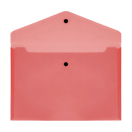 Папка-конверт на кнопке СТАММ А4, 150мкм, пластик, прозрачная, красная