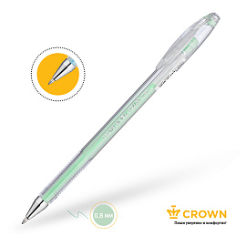 Ручка гелевая CROWN "Hi-Jell Pastel", ЗЕЛЕНАЯ ПАСТЕЛЬ, узел 0,8 мм, линия письма 0,5 мм, HJR-500P