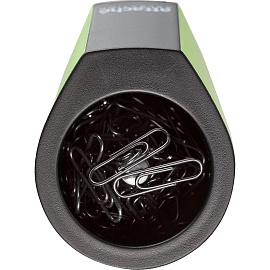 Скрепочница Attache Selection магнитная пластиковая круглая зеленая с 50 скрепками 28 мм