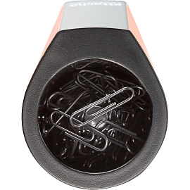 Скрепочница Attache Selection магнитная пластиковая круглая оранжевая с 50 скрепками 28 мм