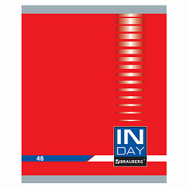 Тетрадь А5, 48 л., BRAUBERG скоба, клетка, обложка картон, "INDAY", 400518