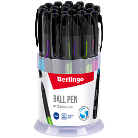 Ручка шариковая Berlingo "Color Zone stick" синяя, 0,7мм, прорезиненный корпус ассорти