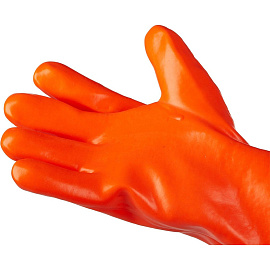 Перчатки рабочие утеплённые от кислот и щелочей хлопковые с ПВХ покрытием красные (размер 10, XL)