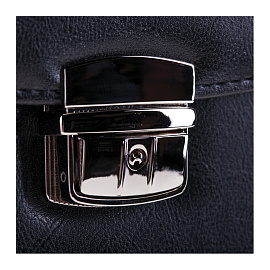 Портфель OfficeSpace "Planeta", кожзам, черный, 3 отделения, метал. замок