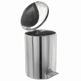 Ведро мусорное 20 л нержавеющая сталь с педалью с крышкой серебристое (40x25x25 см)