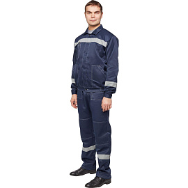 Костюм рабочий летний мужской л22-КБР с СОП синий (размер 60-62, рост 194-200)