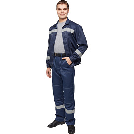 Костюм рабочий летний мужской л22-КБР с СОП синий (размер 60-62, рост 194-200)