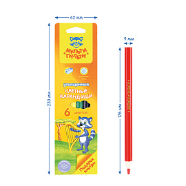 Карандаши цветные Мульти-Пульти "Енот в саванне", 06цв., утолщ., заточен., картон, европ., с точилкой