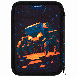 Пенал BRAUBERG, 2 отделения, полиэстер, 21х14 см, "Fire spider", 273537