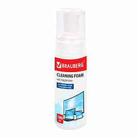 Чистящий набор для экранов всех типов и оптики BRAUBERG, комплект салфетка и пена 180 мл, 511693