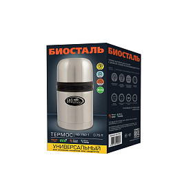 Термос Biostal 750 мл металлик/черный