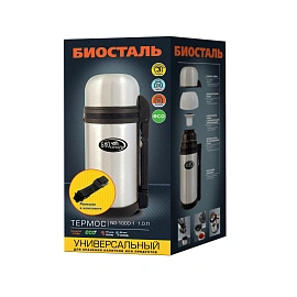Термос Biostal 1 л металлик/черный