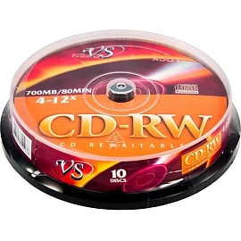 Диск CD-RW VS 700 МБ 4x -12x cake box VSCDRWCB1001 (10 штук в упаковке)